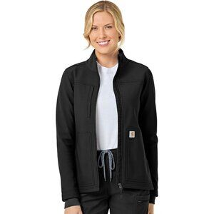 Women's Black Modern Zip Welt Pocket Bonded Fleece Stylish Vest Jacket Design